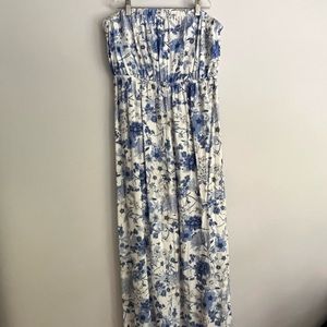 Blue and white maxi dress